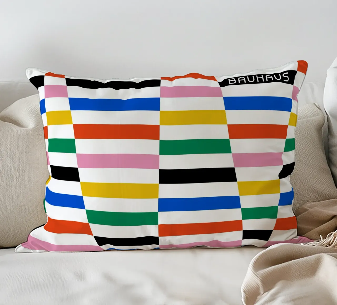 Modello di linea Bauhaus - Design grafico colorato cuscino da Studio Vibe
