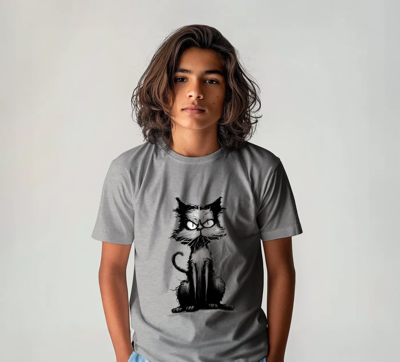 Gatto brontolone t-shirt bambini da erdengut
