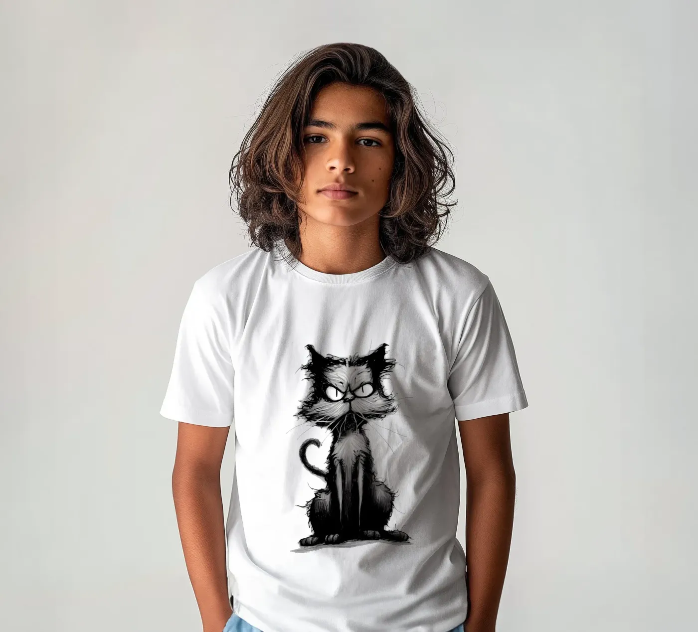 Gatto brontolone t-shirt bambini da erdengut