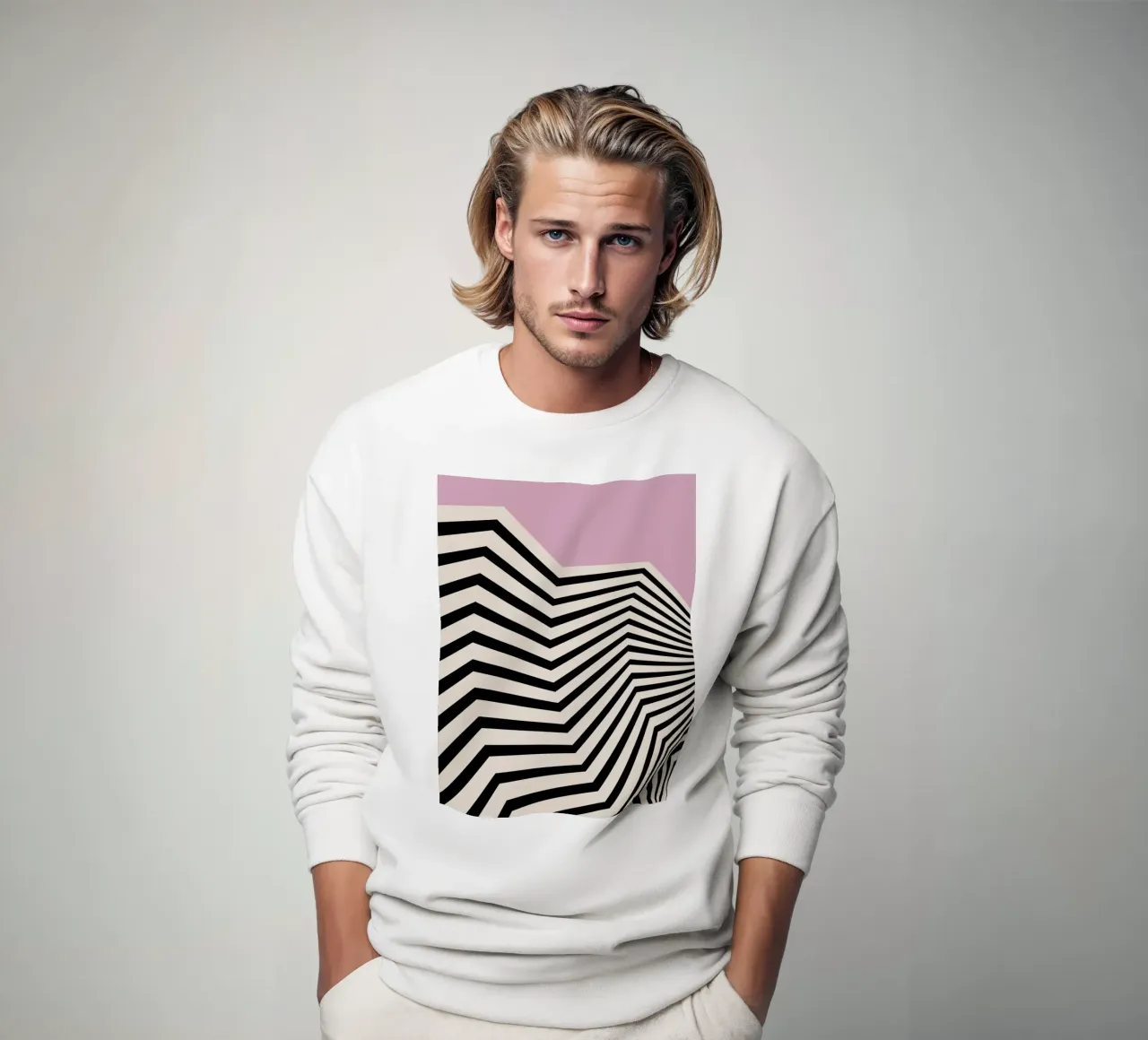 Bauhaus Linee a zig zag - Grafica rosa e nera felpa da Studio Vibe