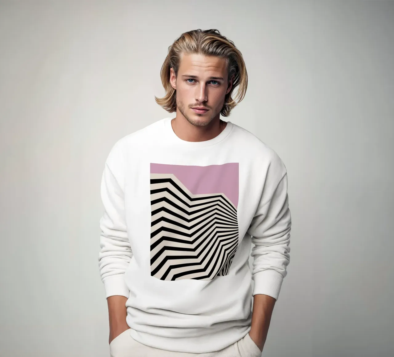 Bauhaus Linee a zig zag - Grafica rosa e nera felpa da Studio Vibe