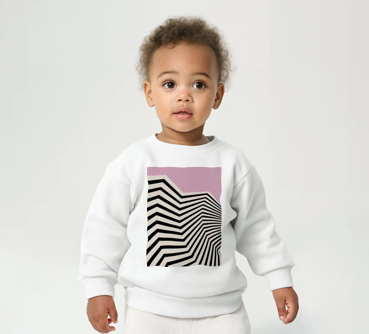 Bauhaus Linee a zig zag - Grafica rosa e nera felpa neonato da Studio Vibe