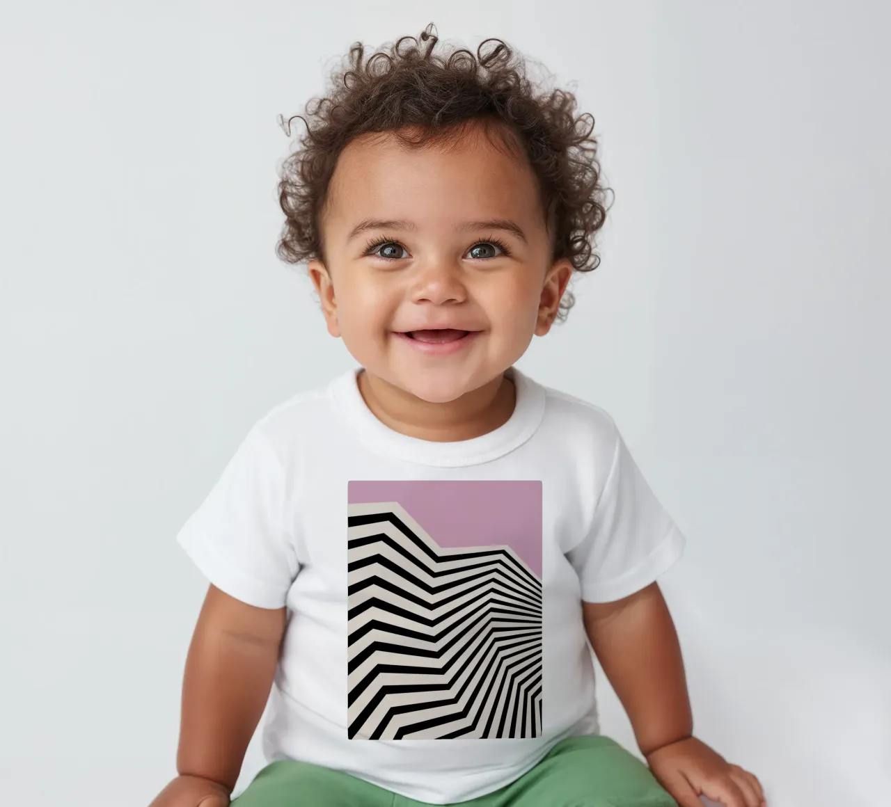 Bauhaus Linee a zig zag - Grafica rosa e nera maglietta neonato da Studio Vibe
