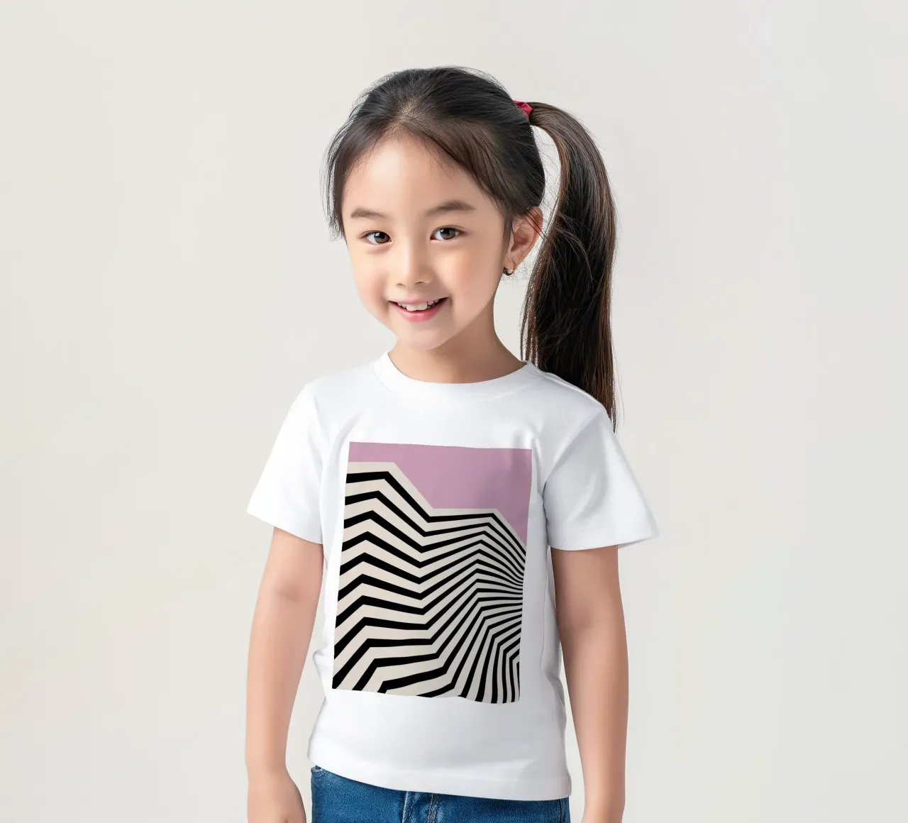 Bauhaus Linee a zig zag - Grafica rosa e nera t-shirt bambini da Studio Vibe