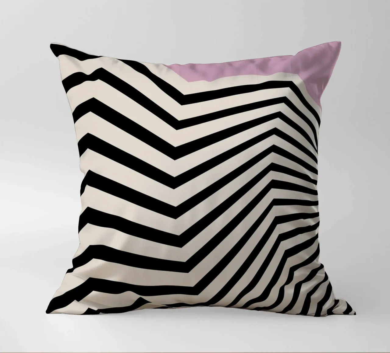 Bauhaus Linee a zig zag - Grafica rosa e nera cuscino da Studio Vibe