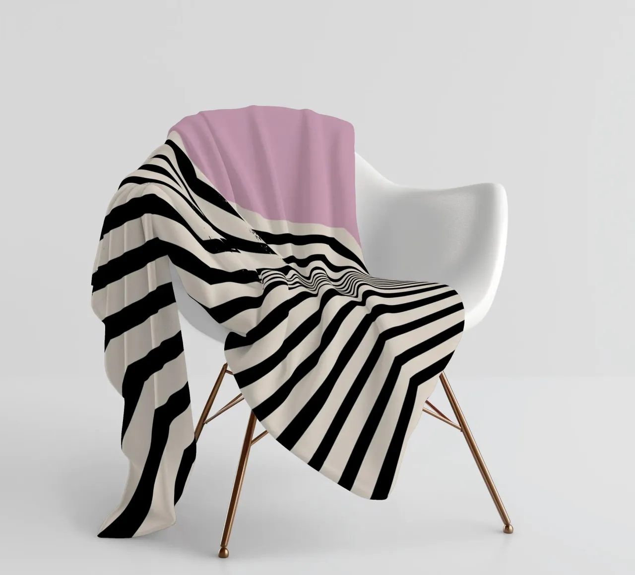 Bauhaus Linee a zig zag - Grafica rosa e nera coperta in pile da Studio Vibe