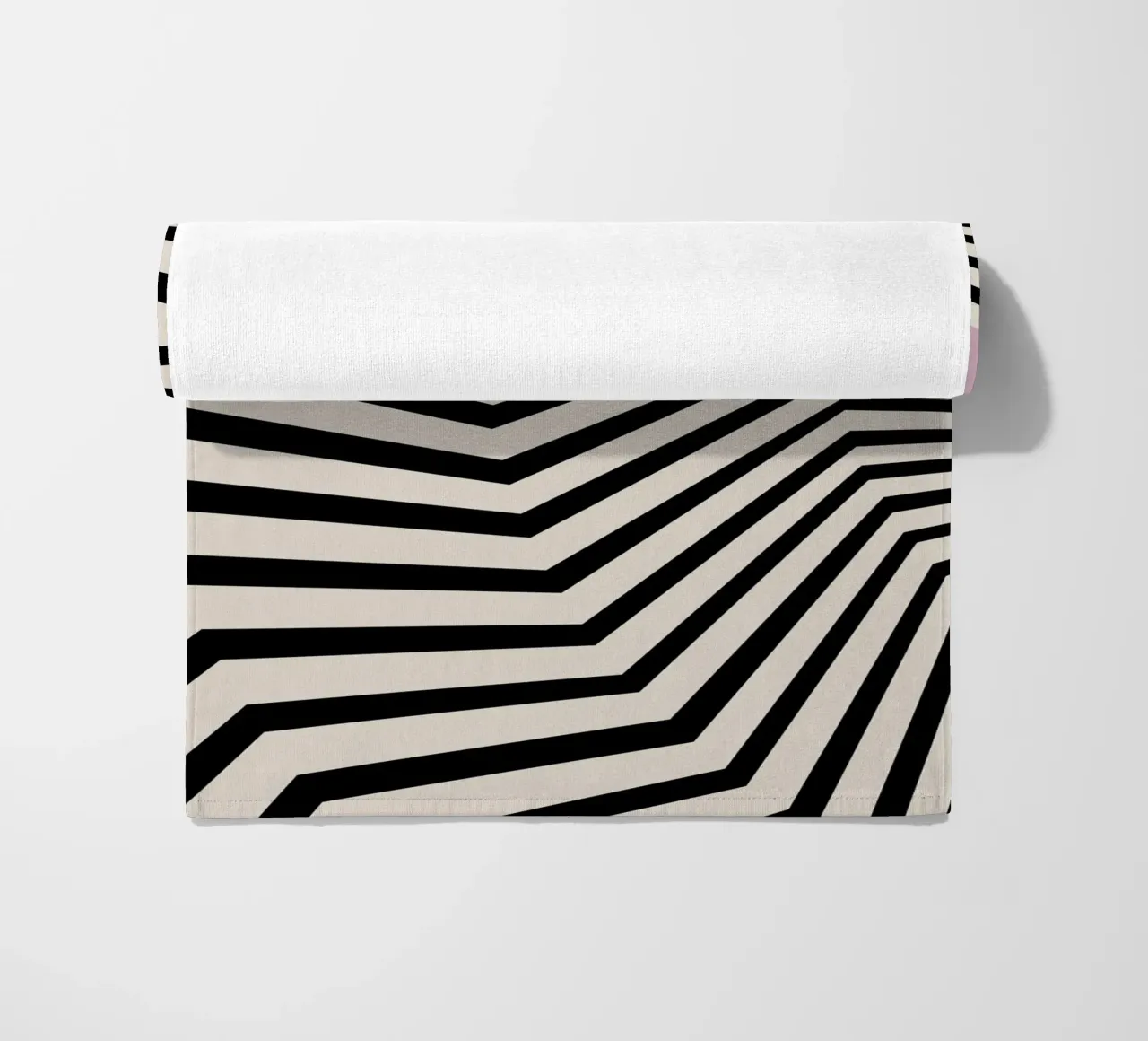 Bauhaus Linee a zig zag - Grafica rosa e nera telo mare da Studio Vibe