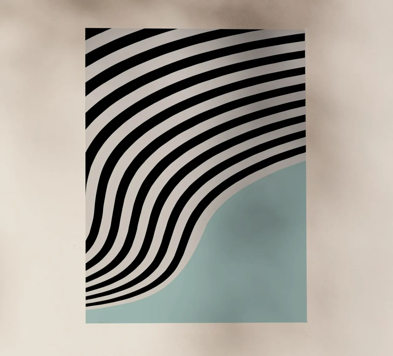 Linee ondulate Bauhaus - Nero Menta Moderno pellicola backlit da Studio Vibe