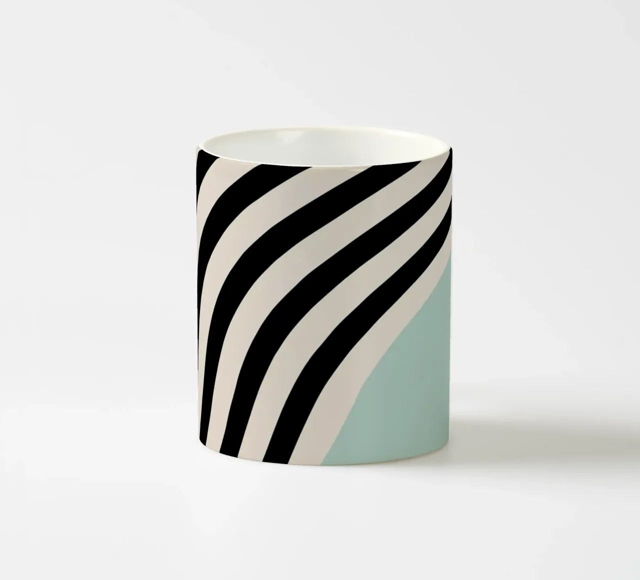 Linee ondulate Bauhaus - Nero Menta Moderno tazza in ceramica da Studio Vibe