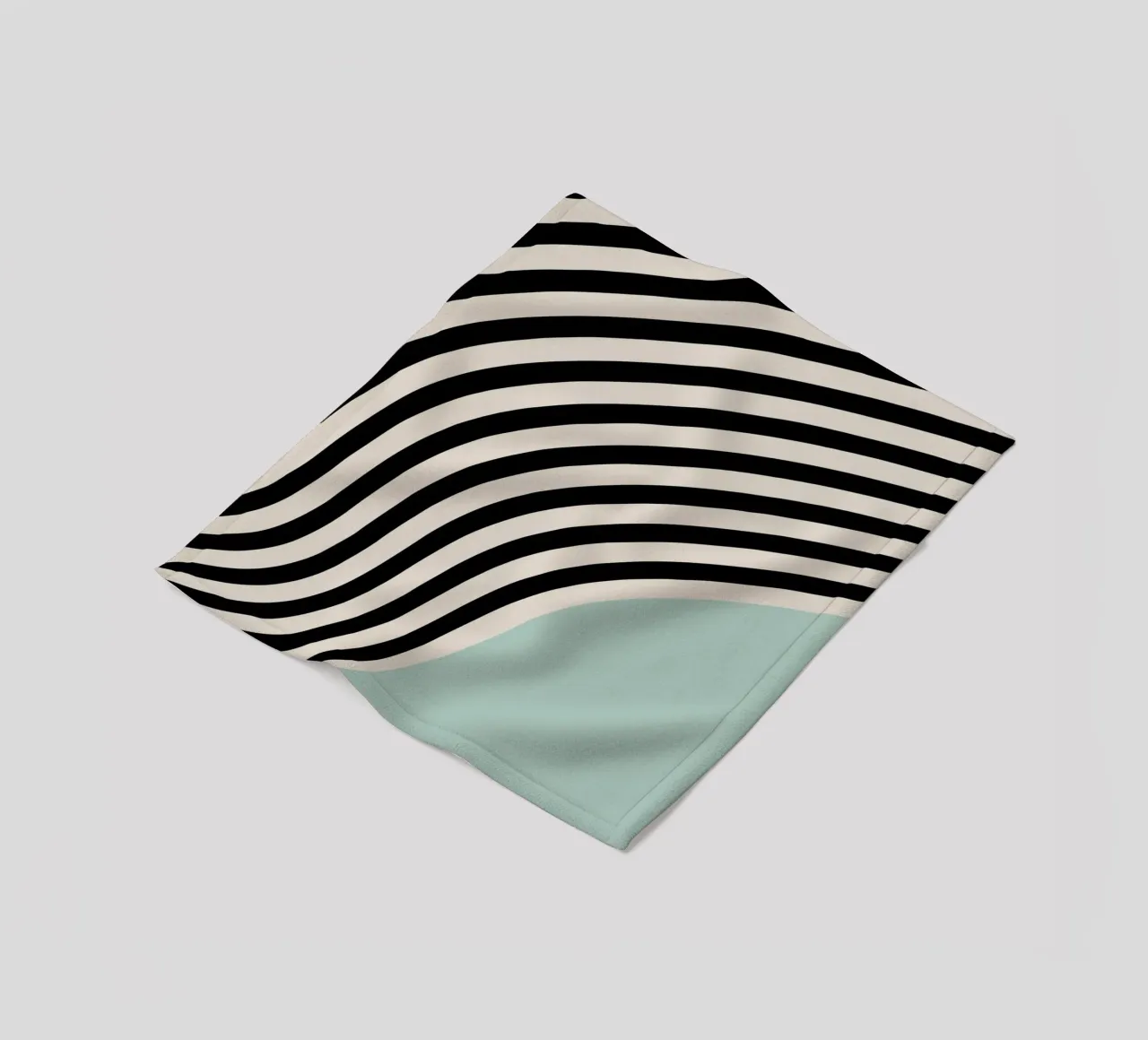 Linee ondulate Bauhaus - Nero Menta Moderno coperta in pile da Studio Vibe