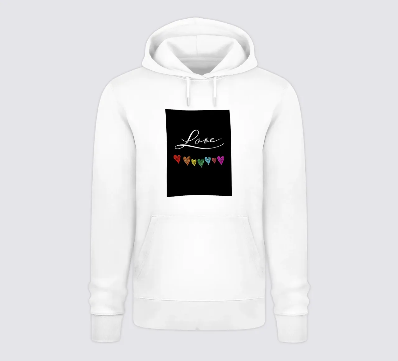 Amore con cuori arcobaleno su nero felpa con cappuccio da 🥝 KIWI STORE