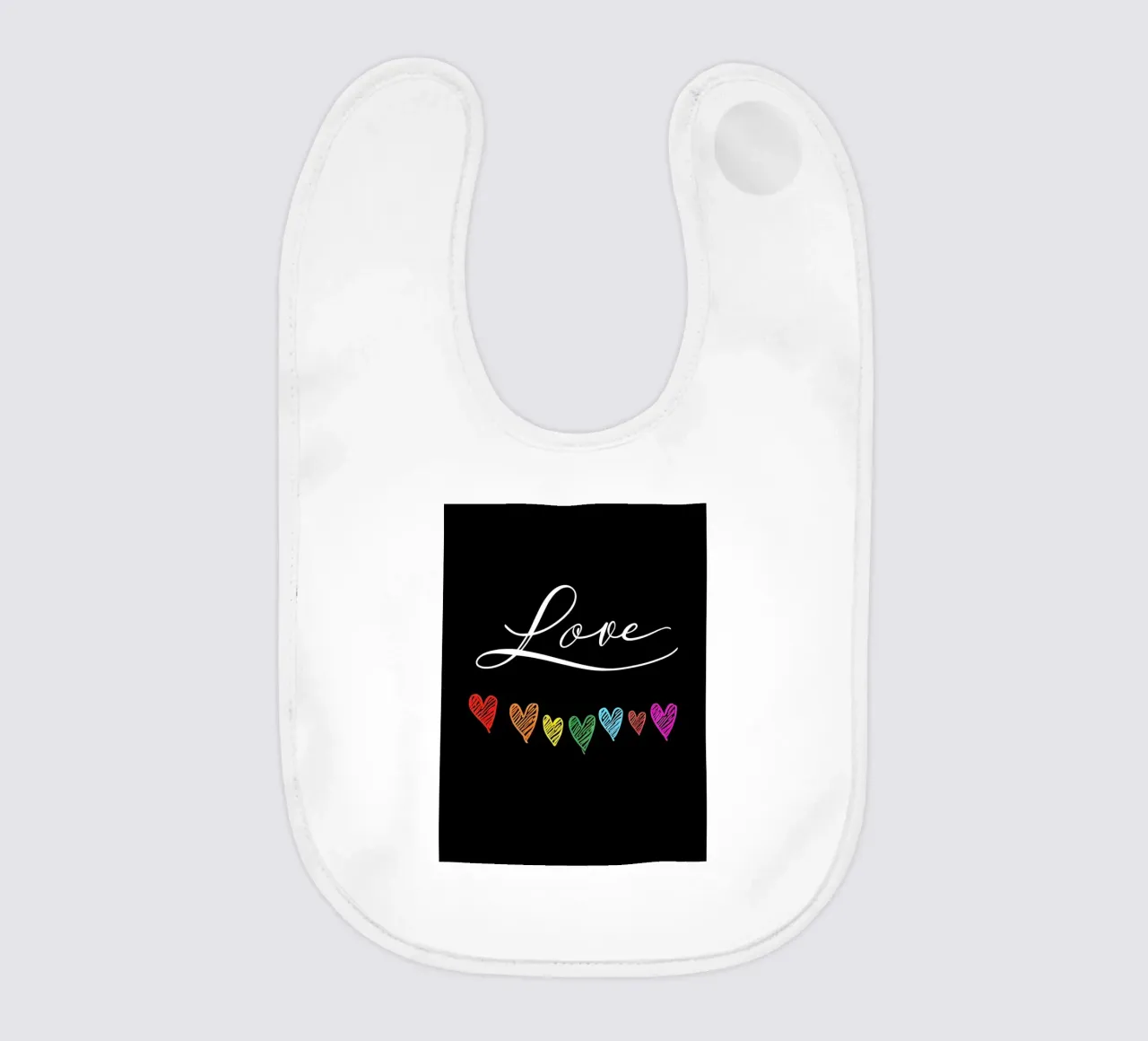 Amore con cuori arcobaleno su nero bavaglino da 🥝 KIWI STORE