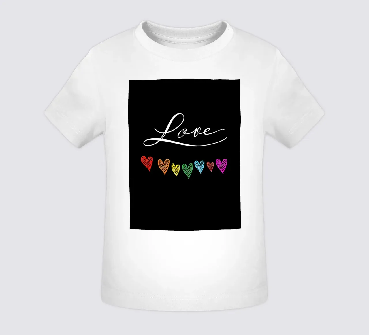 Amore con cuori arcobaleno su nero maglietta neonato da 🥝 KIWI STORE