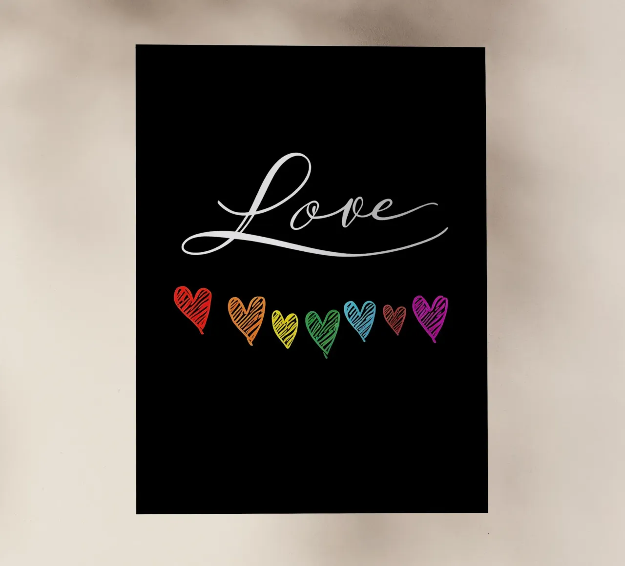 Amore con cuori arcobaleno su nero pellicola backlit da 🥝 KIWI STORE