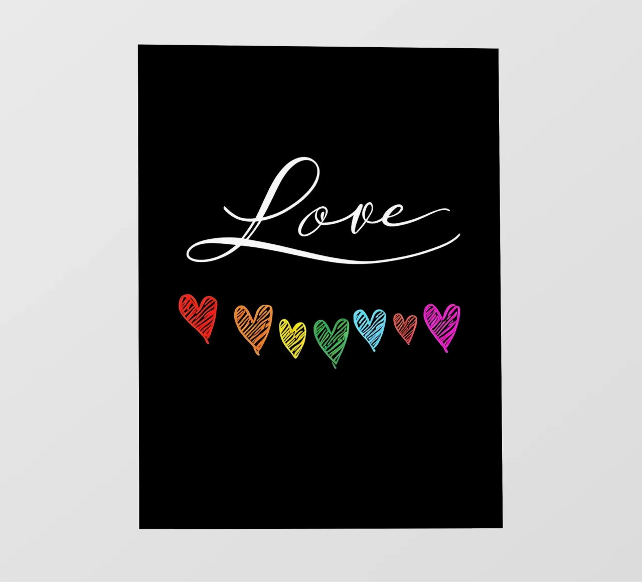 Amore con cuori arcobaleno su nero pellicola backlit da 🥝 KIWI STORE