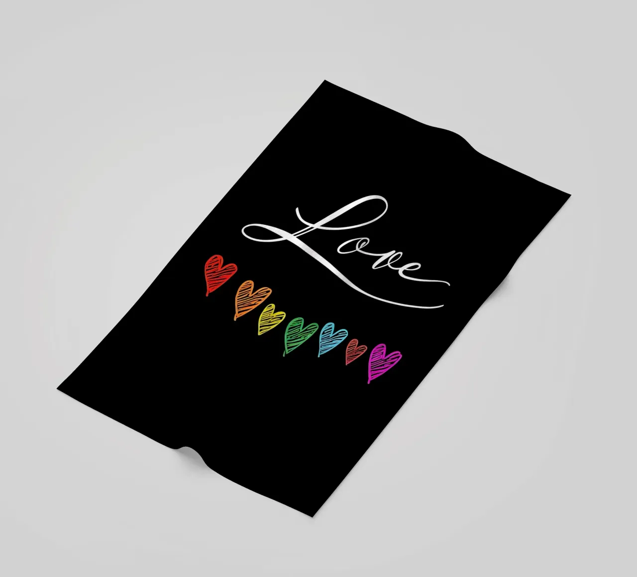 Amore con cuori arcobaleno su nero telo mare da 🥝 KIWI STORE