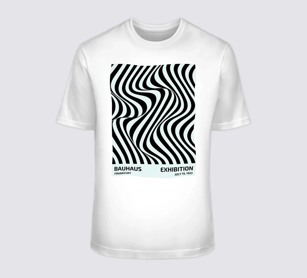 Bauhaus Waves | Poster astratto in bianco e nero t-shirt da Studio Vibe