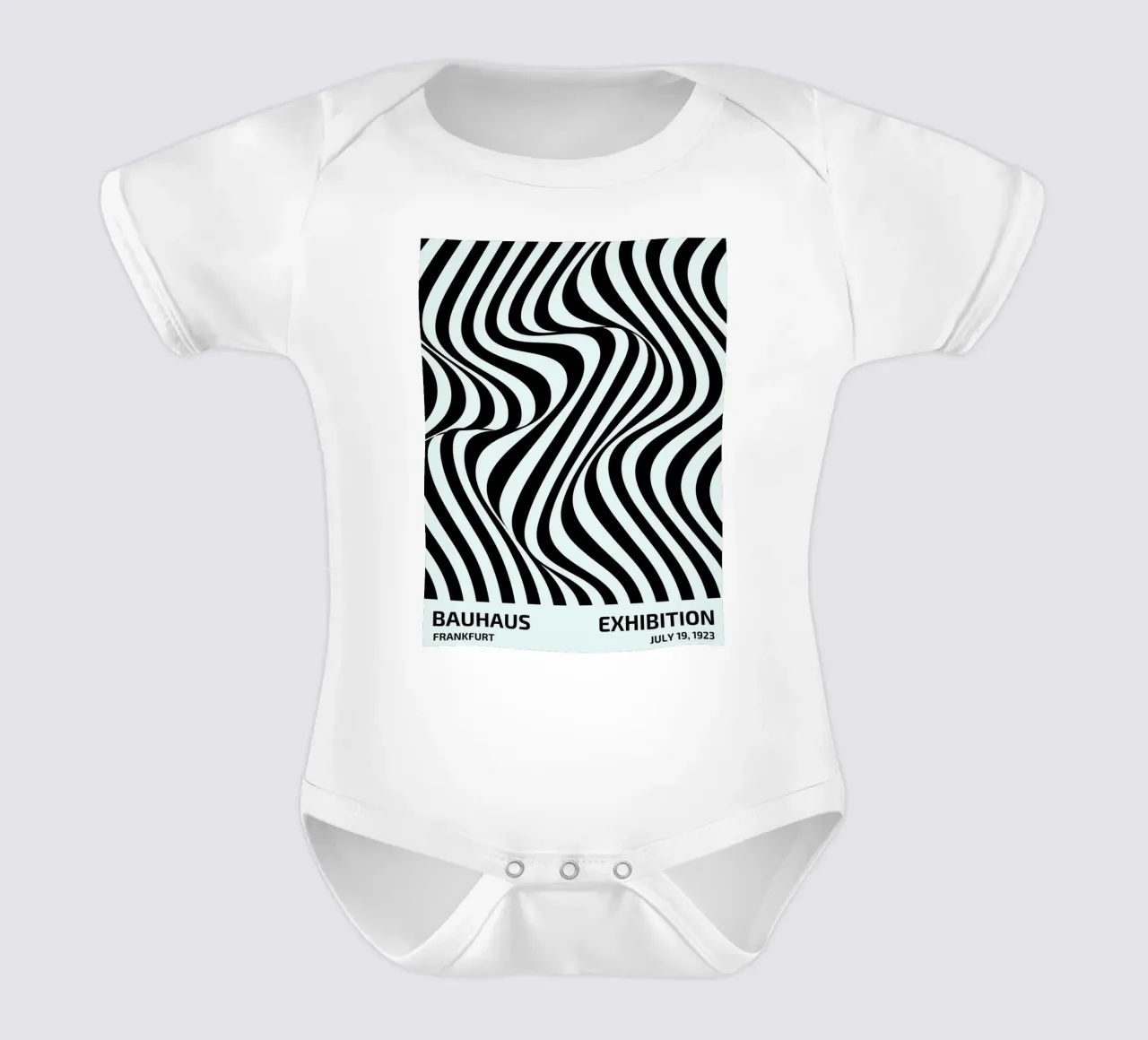 Bauhaus Waves | Poster astratto in bianco e nero body neonato maniche corte da Studio Vibe
