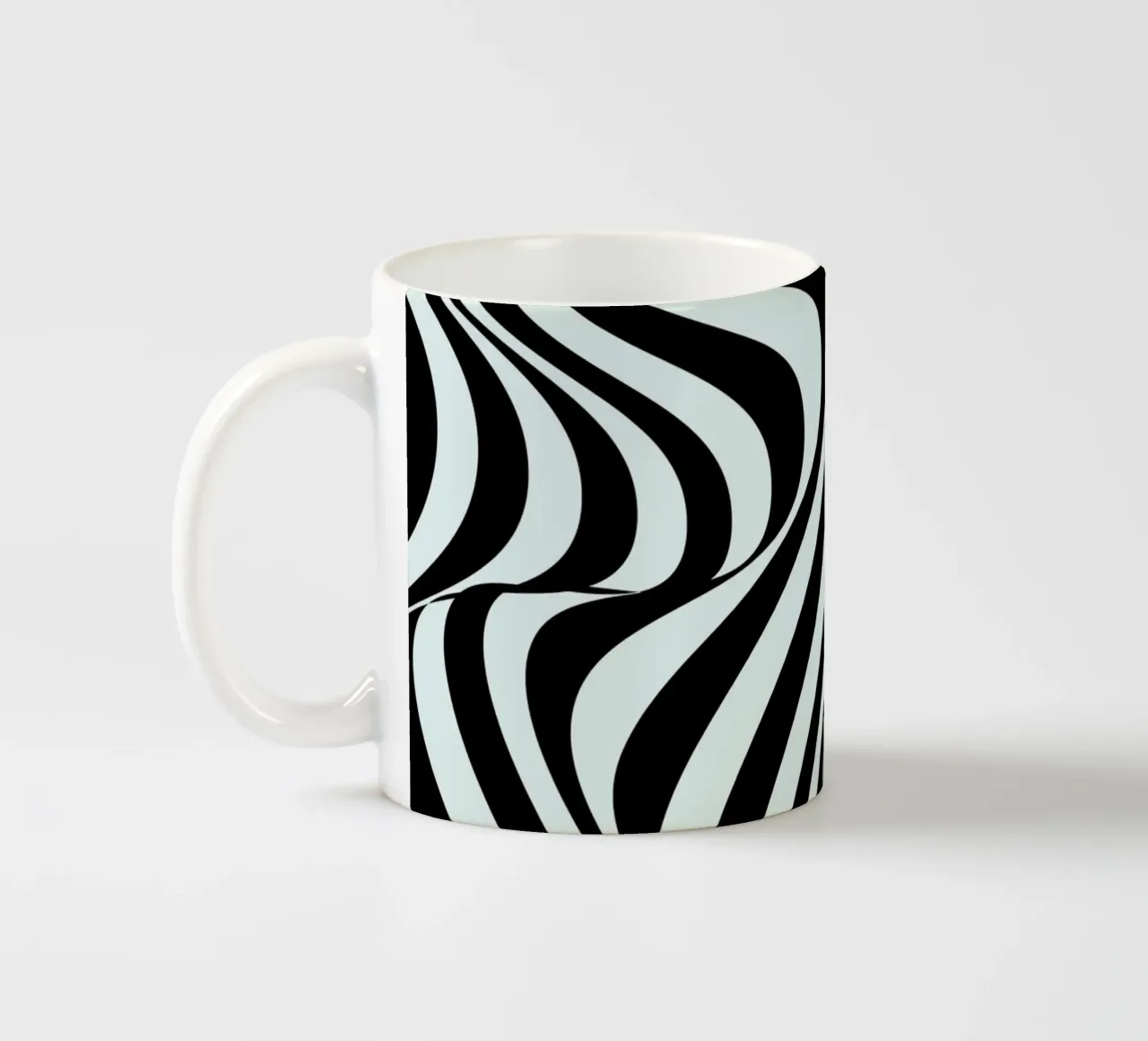 Bauhaus Waves | Poster astratto in bianco e nero tazza in ceramica da Studio Vibe