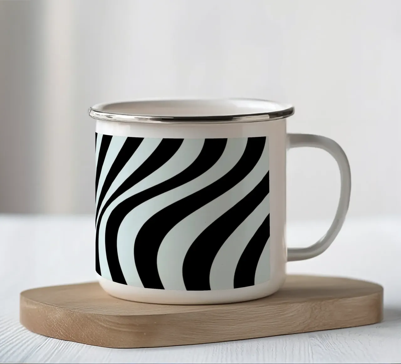 Bauhaus Waves | Poster astratto in bianco e nero tazza in smalto da Studio Vibe
