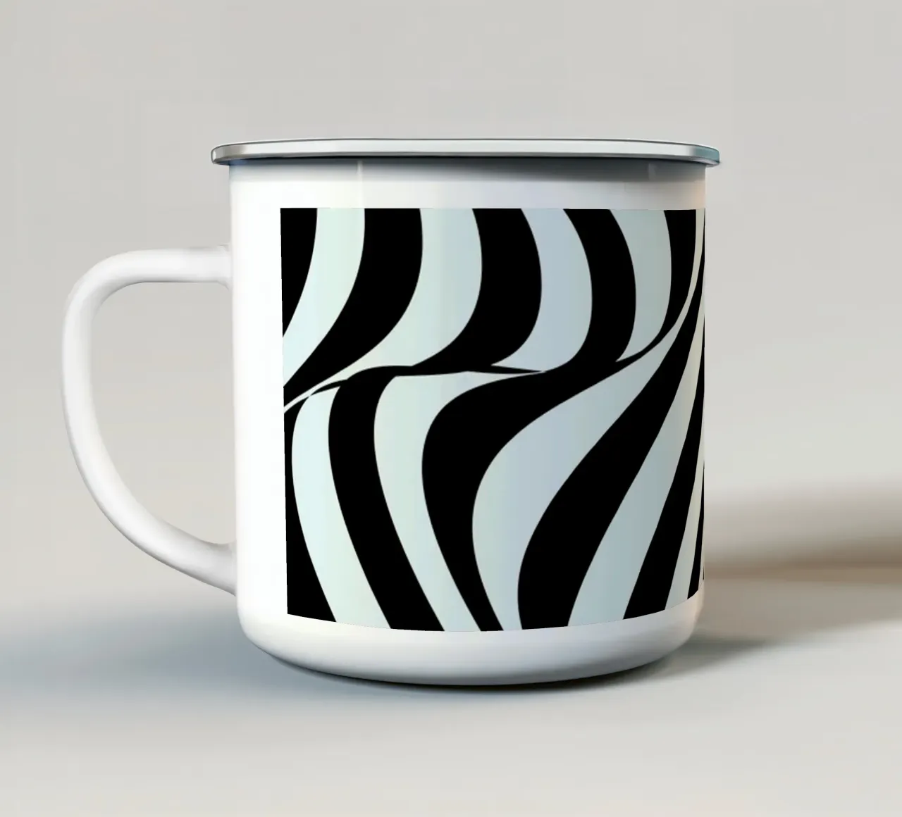 Bauhaus Waves | Poster astratto in bianco e nero tazza in smalto da Studio Vibe