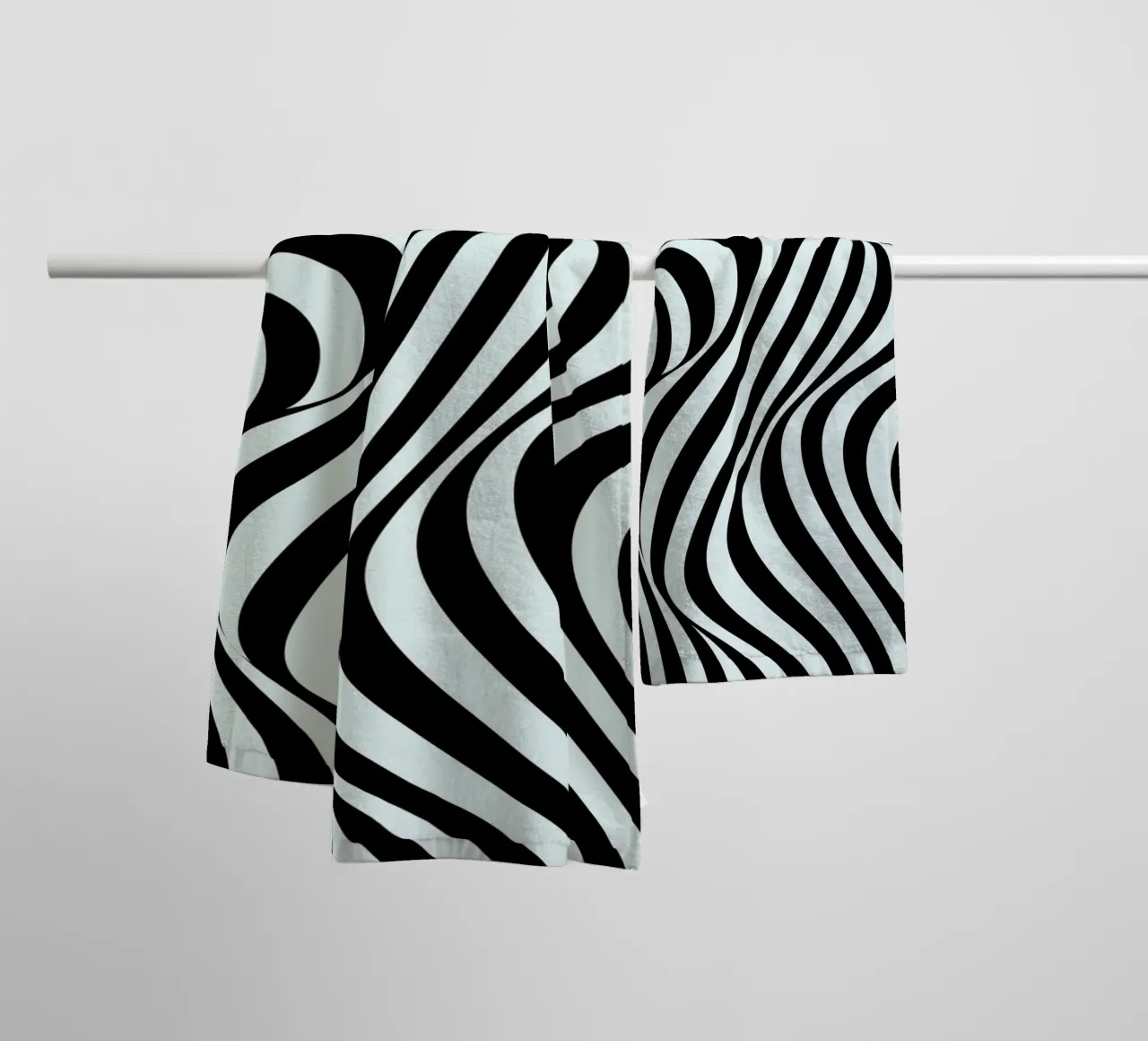 Bauhaus Waves | Poster astratto in bianco e nero asciugamano da bagno da Studio Vibe