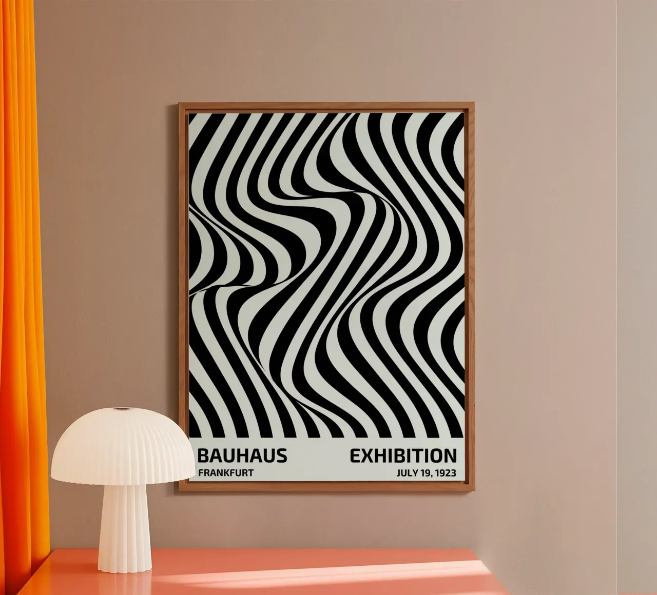 Bauhaus Waves | Poster astratto in bianco e nero alluminio dibond da Studio Vibe