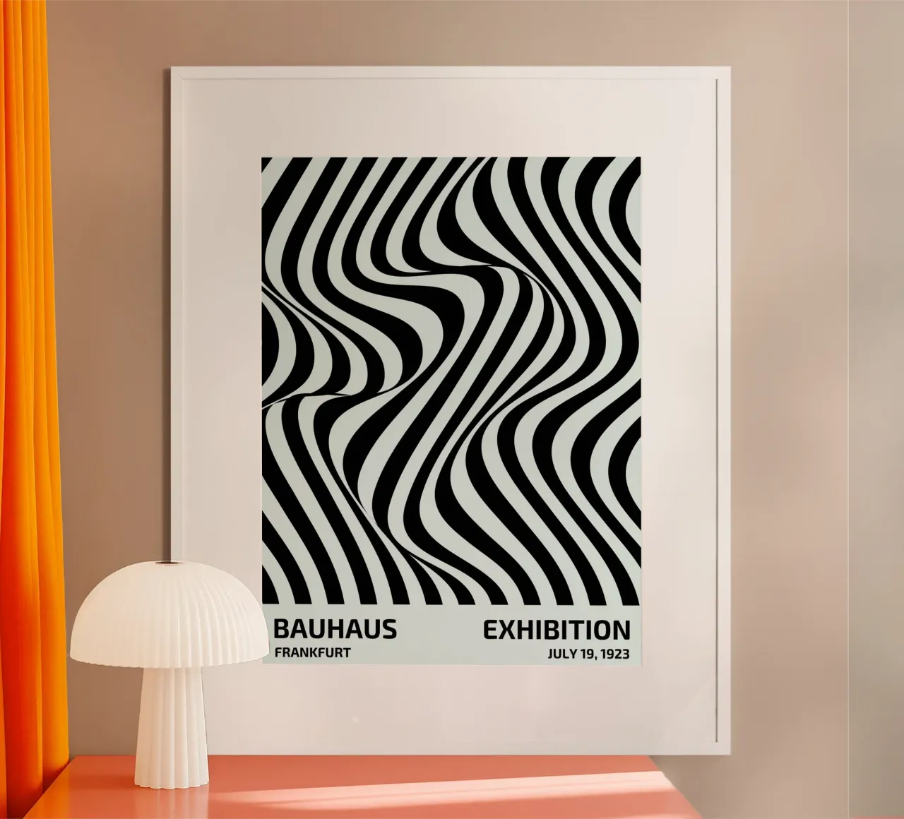 Bauhaus Waves | Poster astratto in bianco e nero carta hahnemühle da Studio Vibe