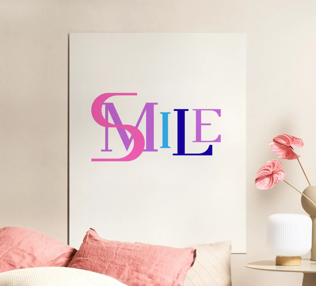 Poster SMILE | Citazione positiva | Arte murale moderna e minimale poster con telaio in legno da StrindesignStudio