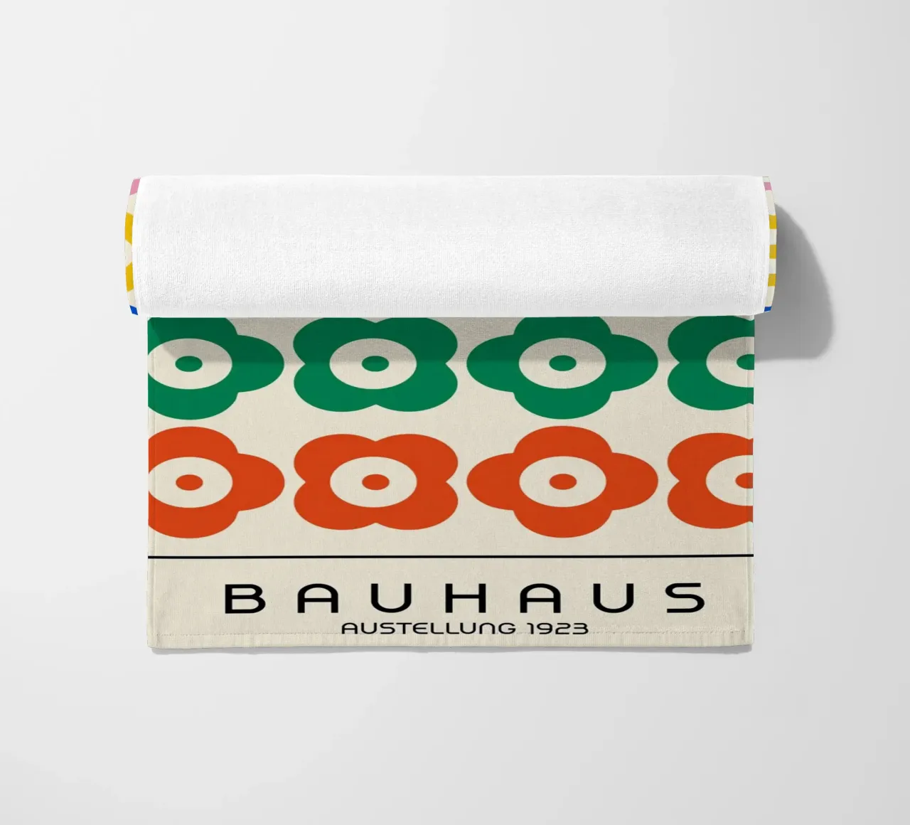 Bauhaus Flowers 1923 | Colorful Retro Art Print beach towel by Studio Vibe