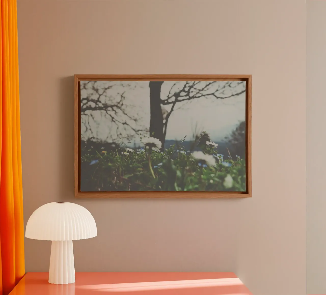 Gedempte wildernis canvas met Baklijst van PhotoVibe Decor