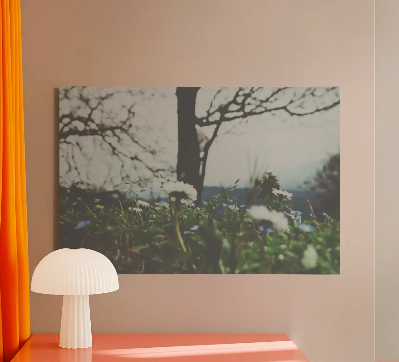 Gedempte wildernis canvas met Baklijst van PhotoVibe Decor