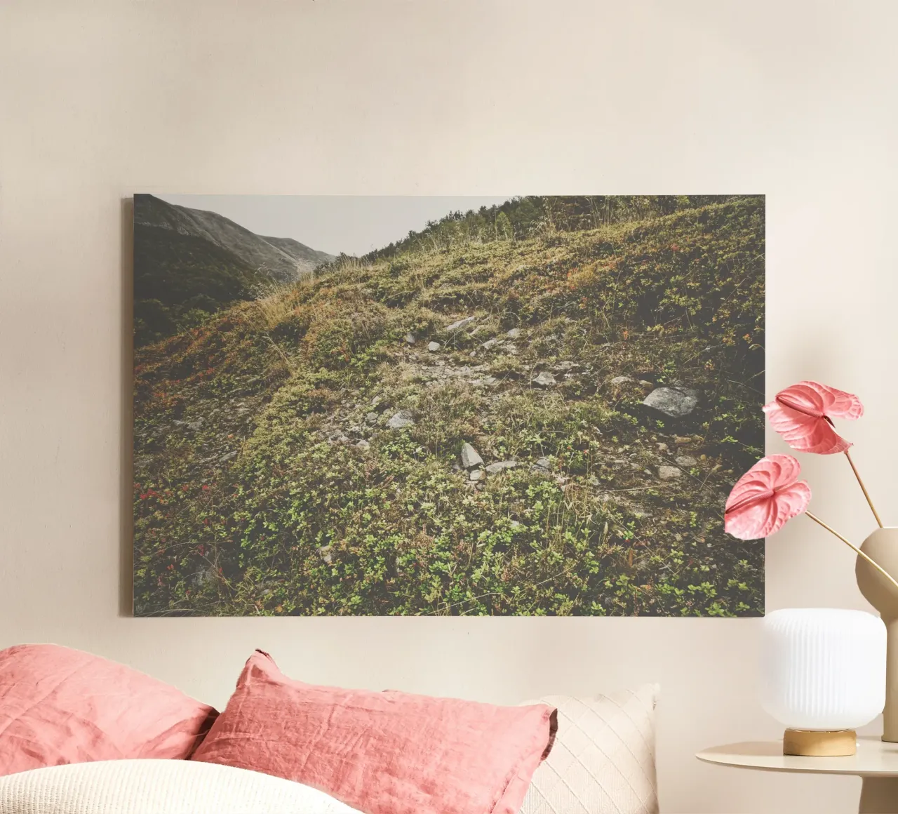 Gedempte wildernis canvas met Baklijst van PhotoVibe Decor