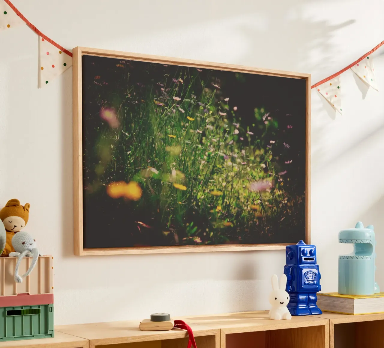 Gedempte wildernis canvas met Baklijst van PhotoVibe Decor