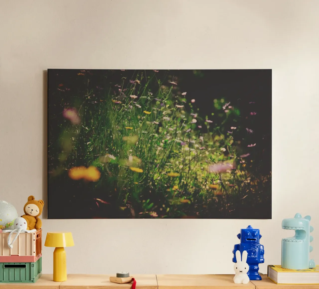 Gedempte wildernis canvas met Baklijst van PhotoVibe Decor