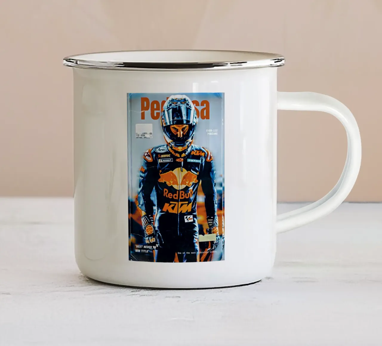 Dani Pedrosa tazza in smalto da Low poly art