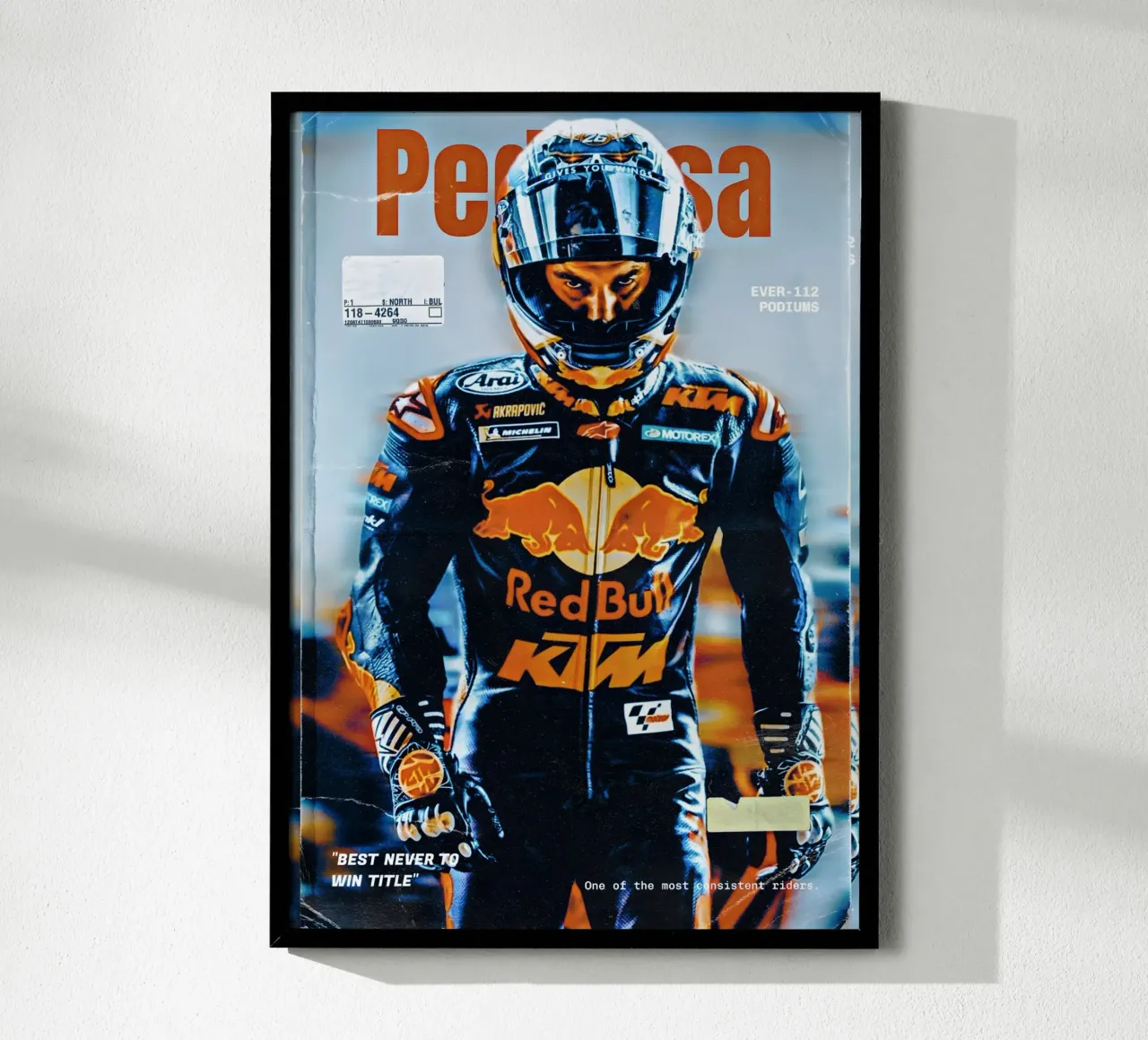 Dani Pedrosa poster con telaio in plastica da Low poly art
