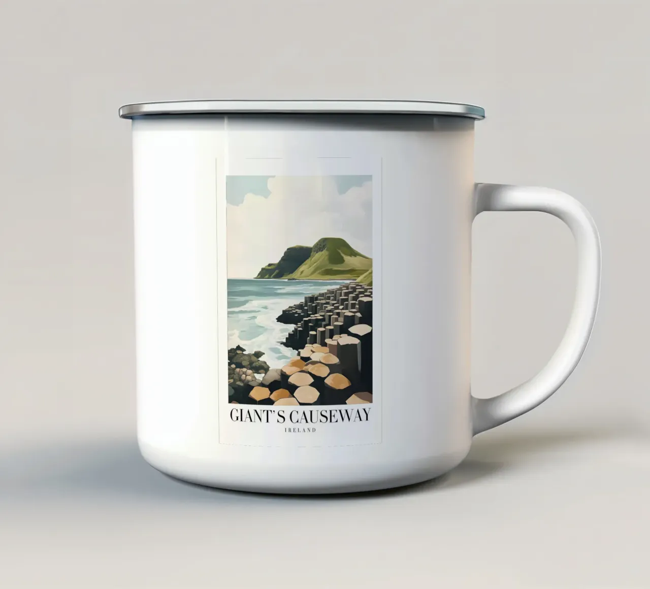 Giant's Causeway Irlanda - Stampa paesaggio colonne di basalto tazza in smalto da homdeco