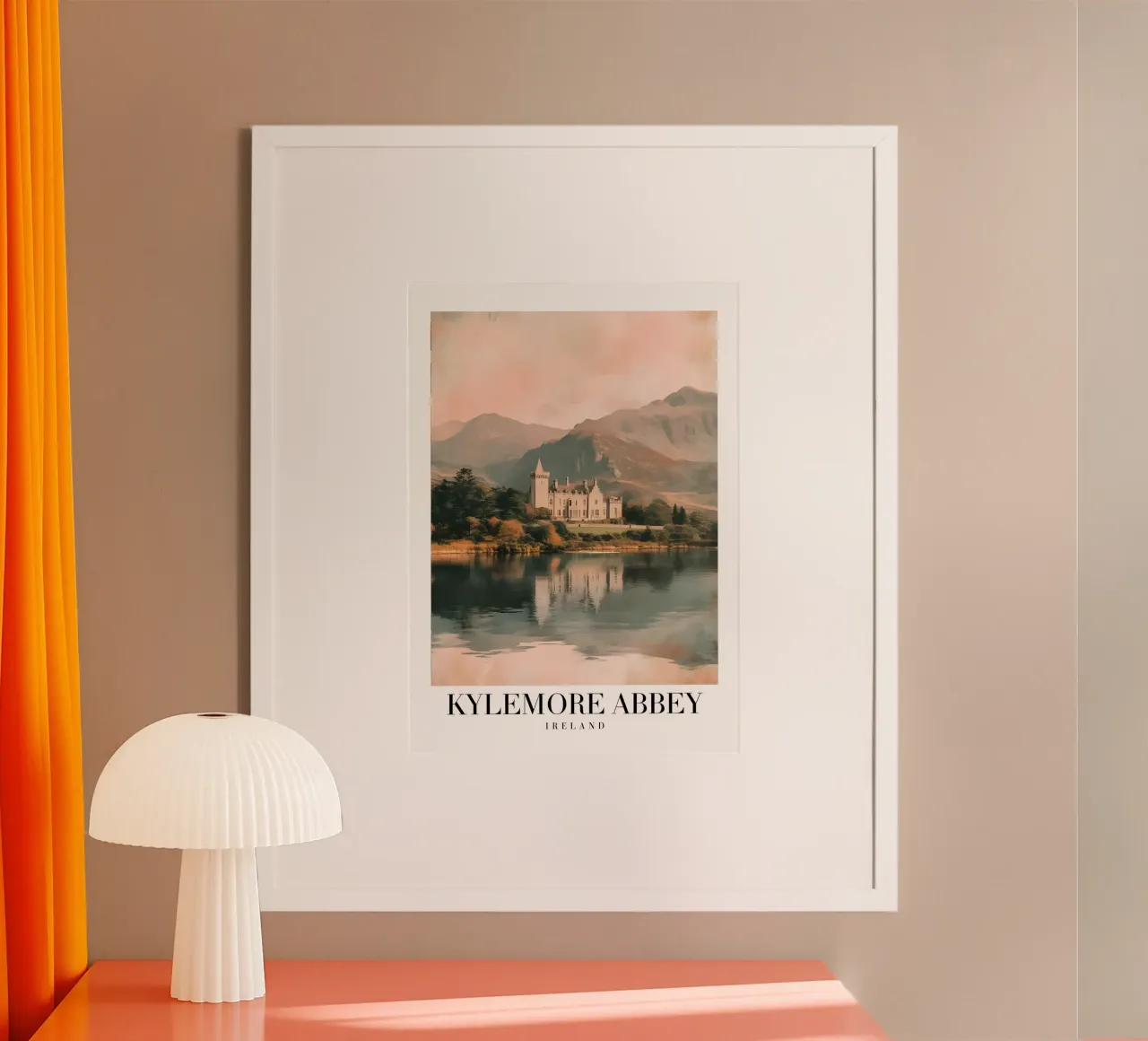 Kylemore Abbey Ierland - Kasteel Meer Landschap Print poster met aluminium frame van homdeco