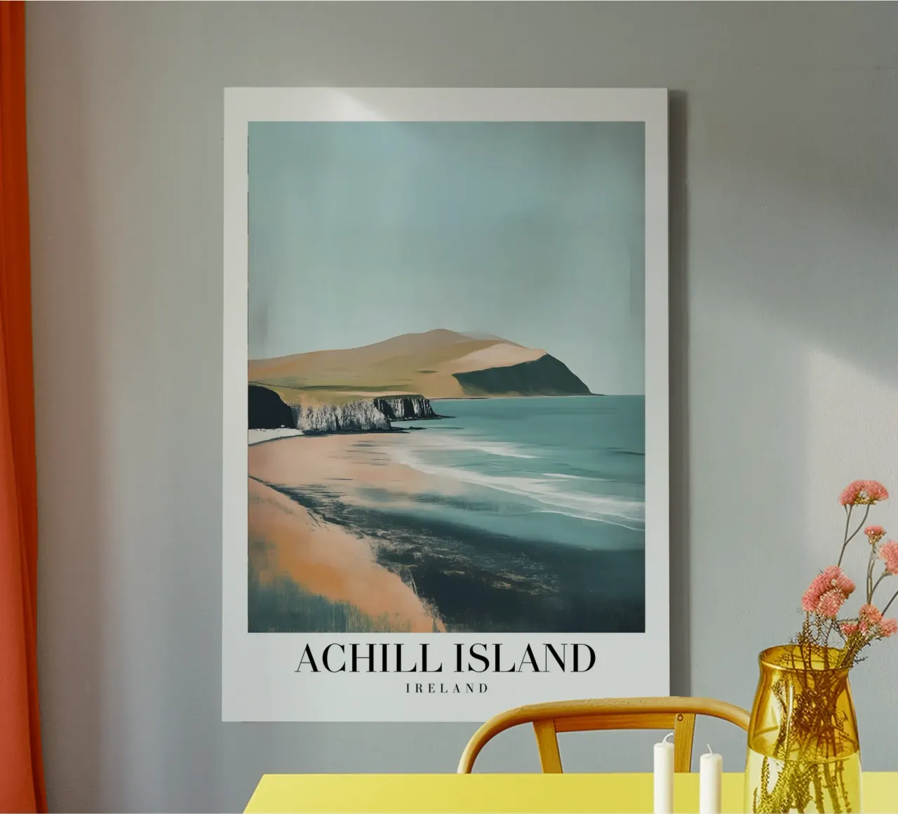 Achill Island Ierland Wilde Kust - Strand Landschap Print canvas met Baklijst van homdeco
