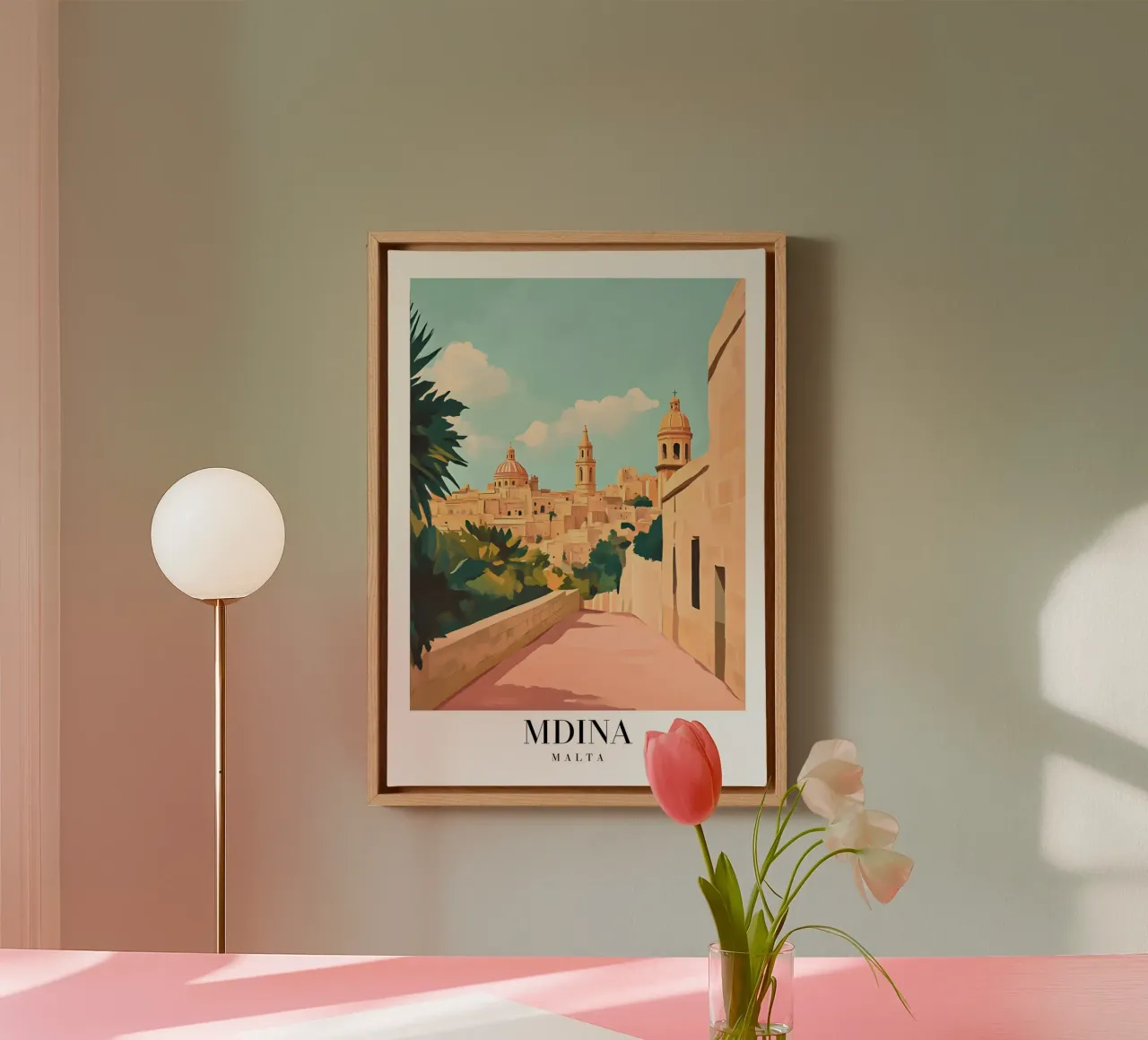 Mdina Malta Silent Cityscape - Baroque Architecture Print canvas with Floater frame by homdeco