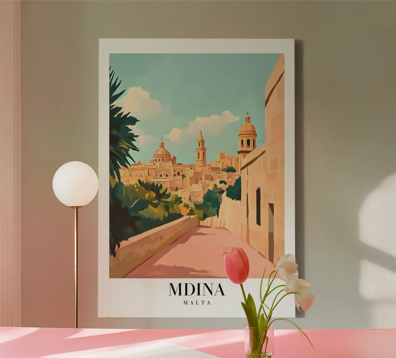 Mdina Malta Silent Cityscape - Baroque Architecture Print canvas with Floater frame by homdeco