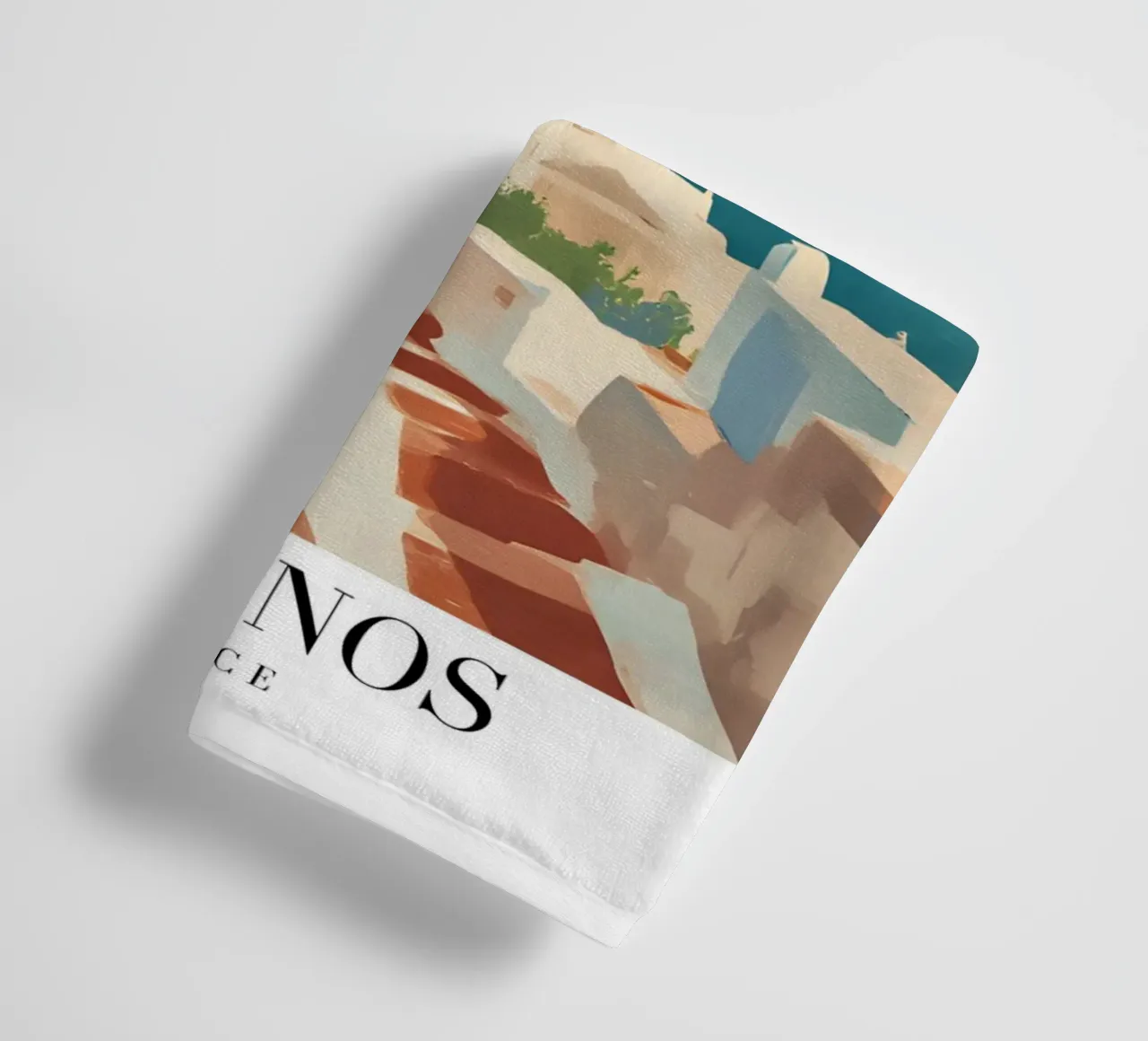 Vista sul villaggio di Mykonos in Grecia - Arte egea imbiancata asciugamano da bagno da homdeco