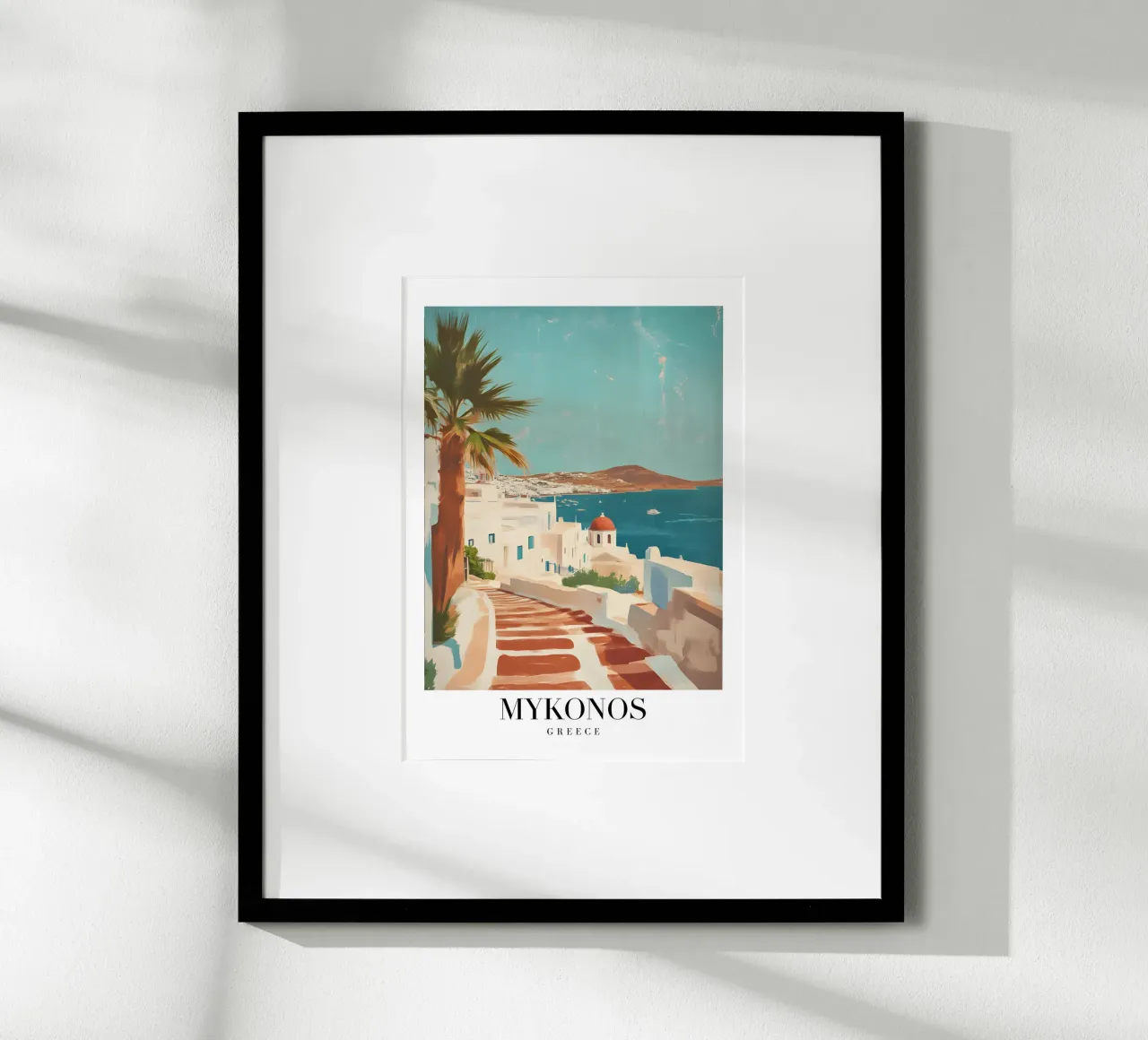 Mykonos Grèce Vue du village - Art égéen blanchi à la chaux poster de homdeco