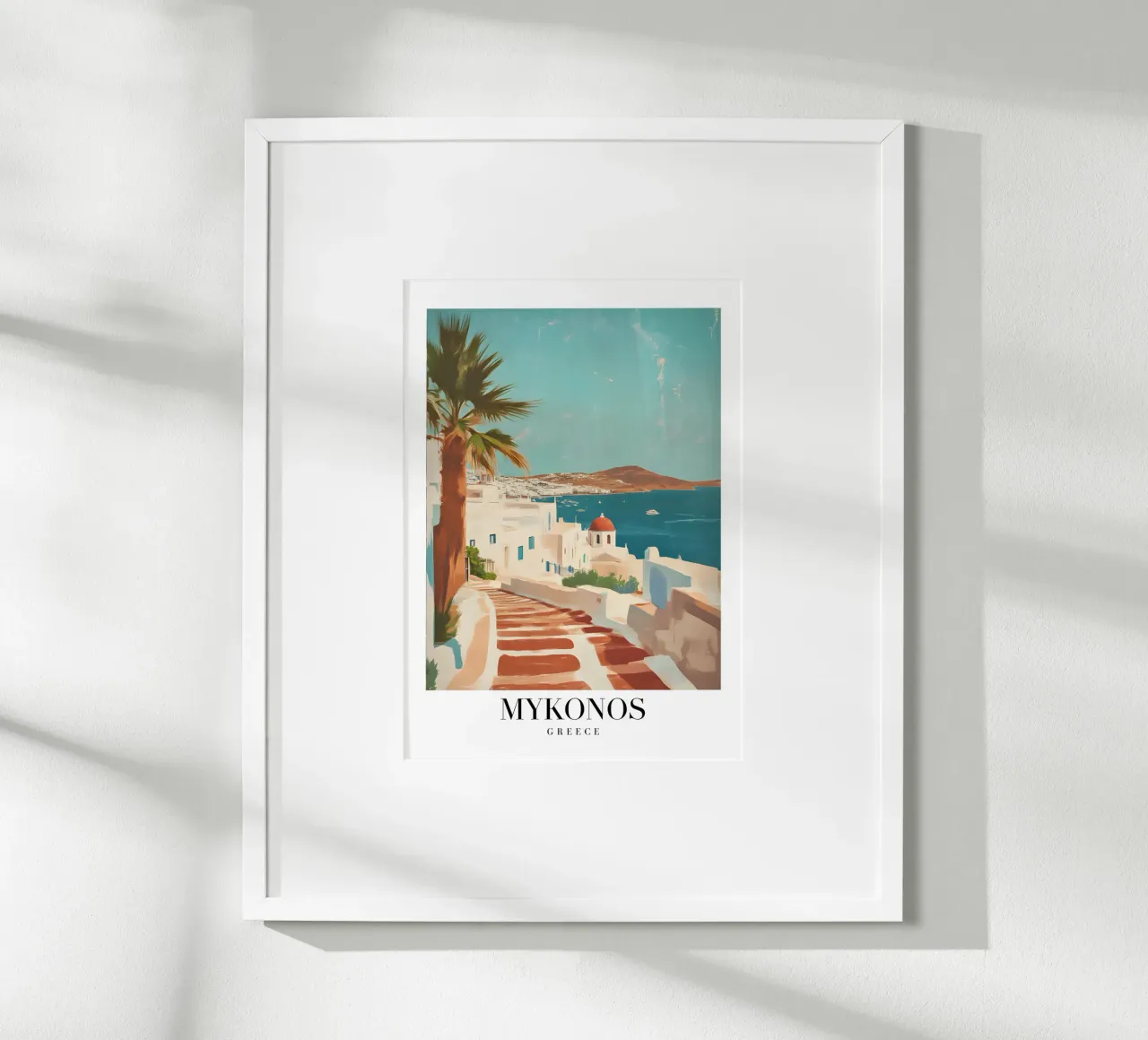 Mykonos Grèce Vue du village - Art égéen blanchi à la chaux poster de homdeco