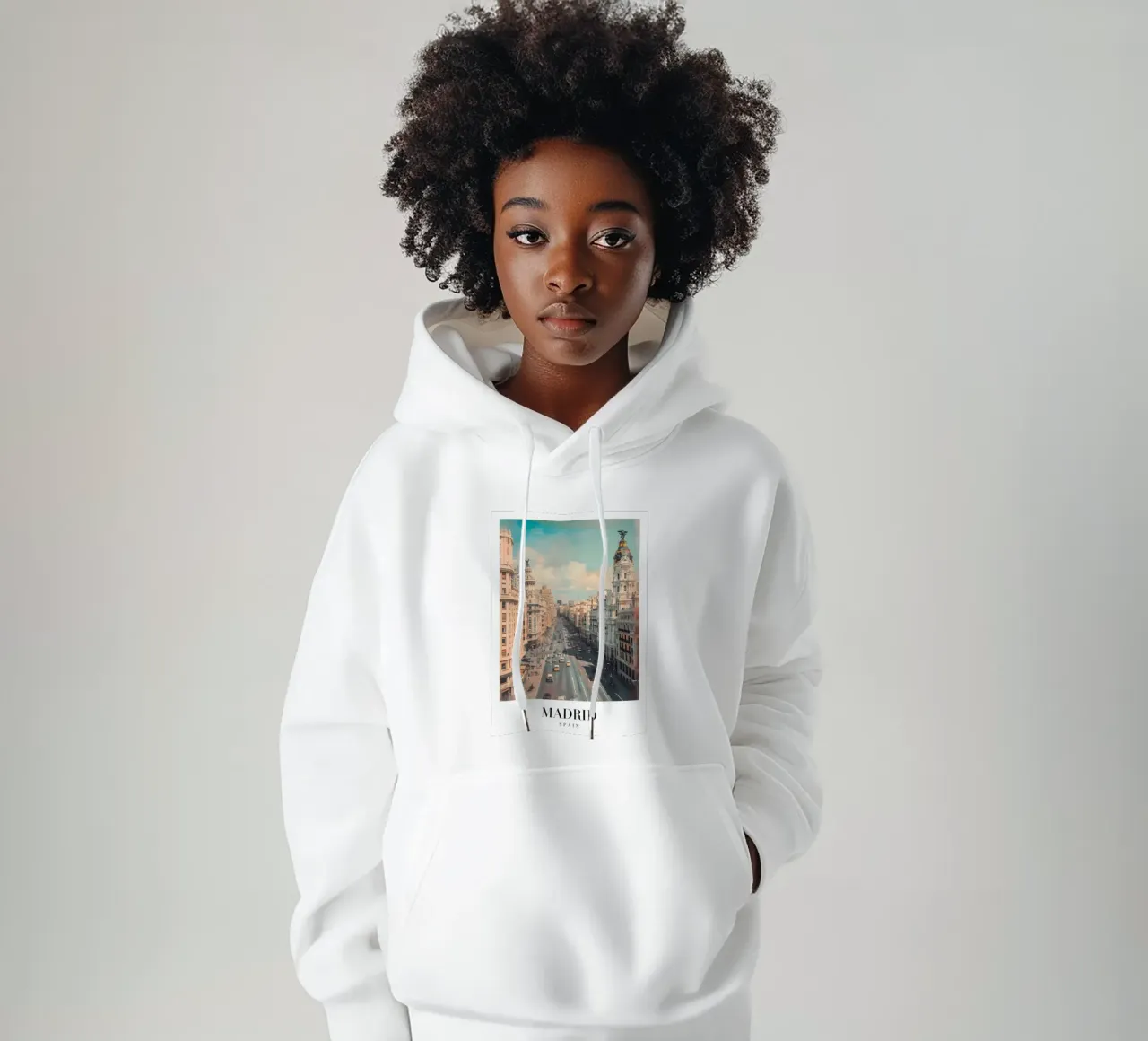 Madrid Spain Gran Via Skyline - Urban Architecture Print hoodie by homdeco