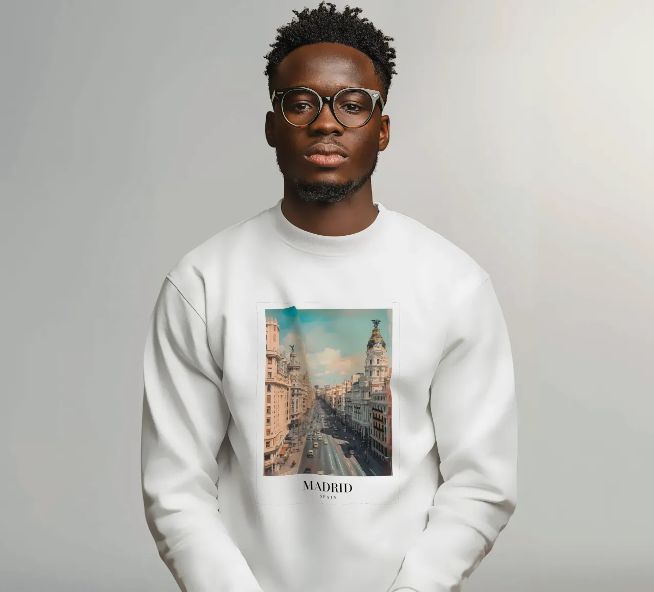Madrid Spanje Gran Via Skyline - Stedelijke architectuur Print sweatshirt van homdeco