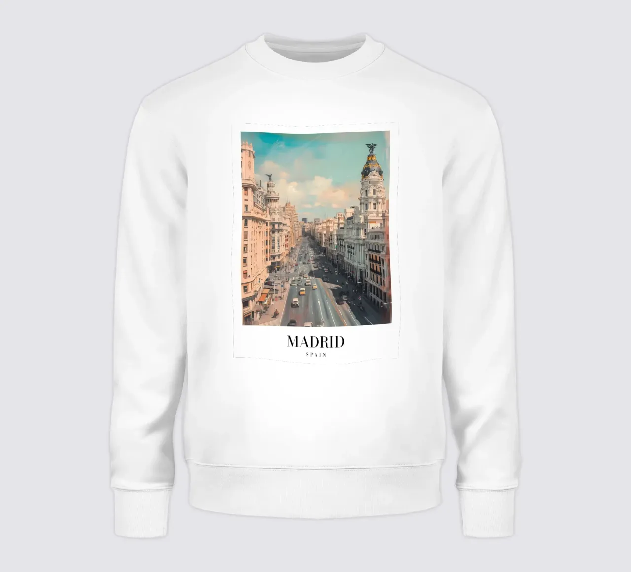 Madrid Spanje Gran Via Skyline - Stedelijke architectuur Print sweatshirt van homdeco