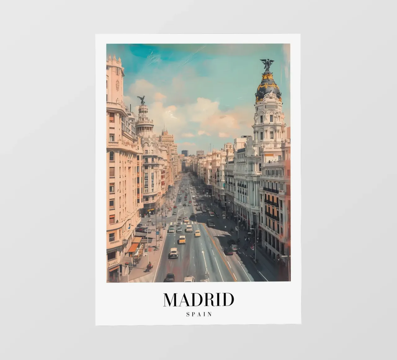 Madrid Spanje Gran Via Skyline - Stedelijke architectuur Print backlit folie van homdeco