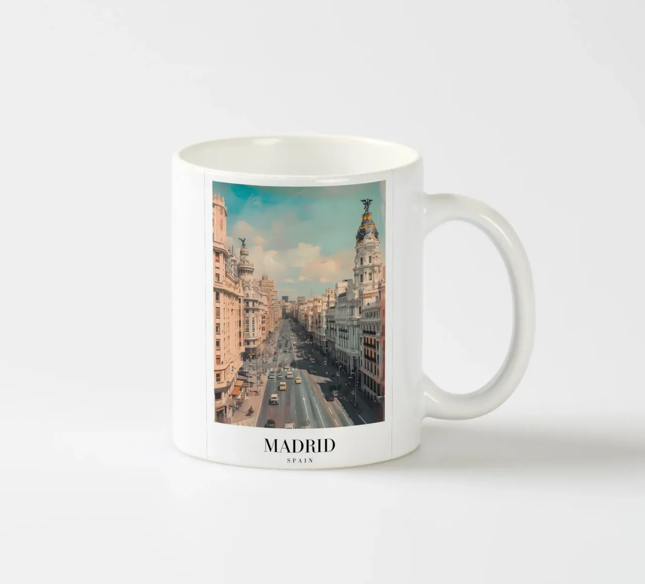 Madrid Spanje Gran Via Skyline - Stedelijke architectuur Print keramische mok van homdeco